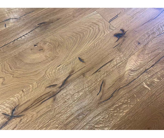 Antique Golden Oak Engineered Wood Flooring 15mm x 220mm Distressed Brushed Lacquered