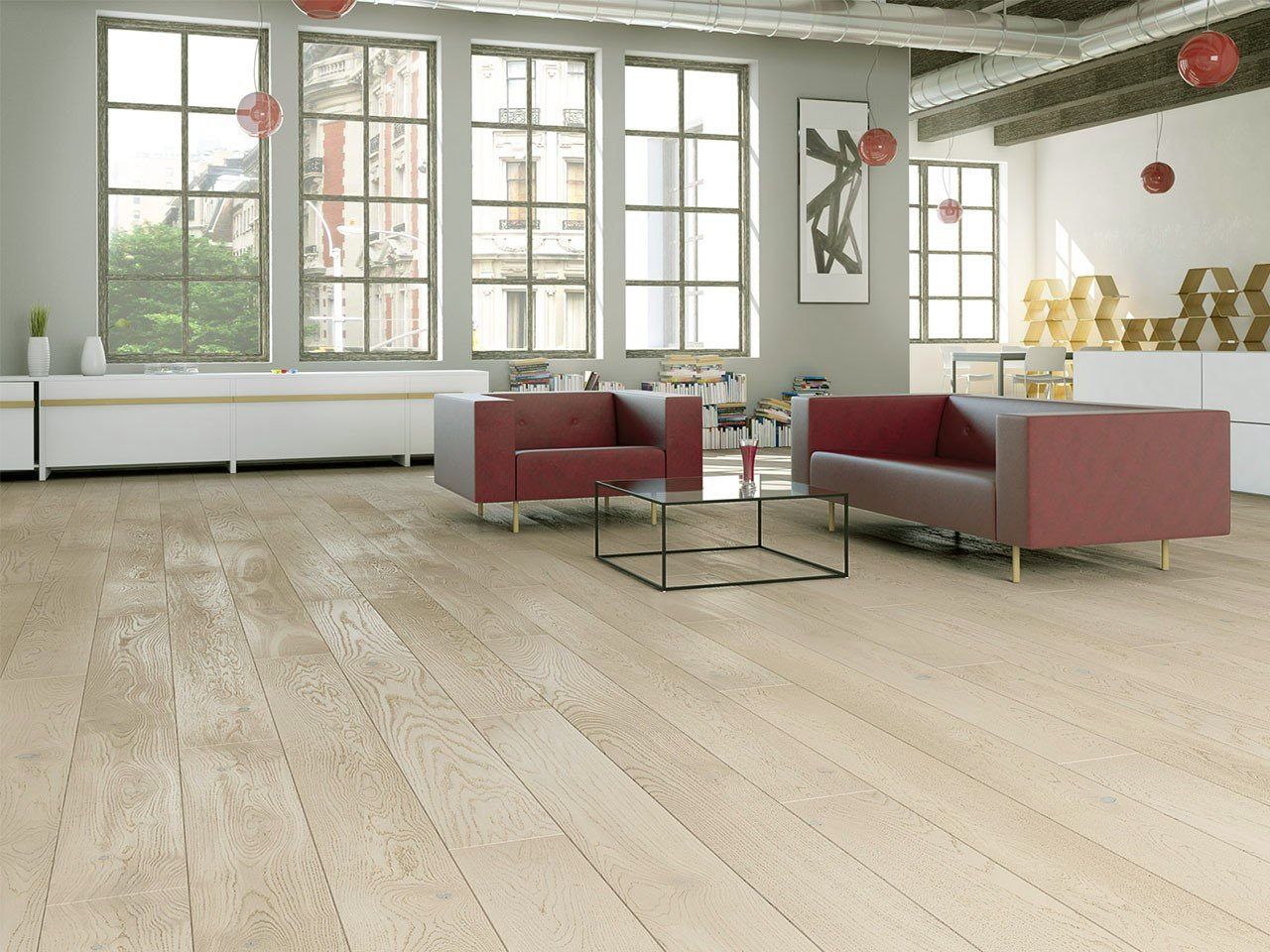 white rustic wood flooring