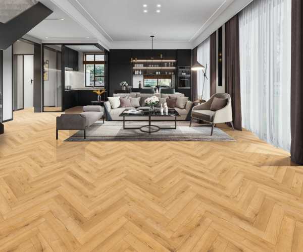 Natural Oak Herringbone Laminate Flooring 12mm x 101mm