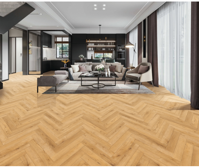 Natural Oak Herringbone Laminate Flooring 12mm x 101mm