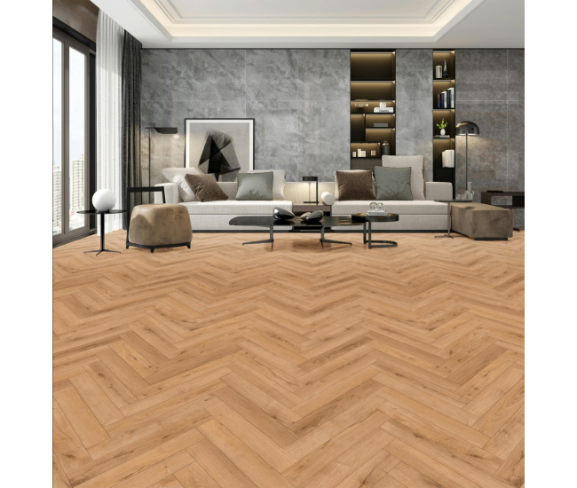 Golden Oak Herringbone Laminate Flooring 12mm x 101mm