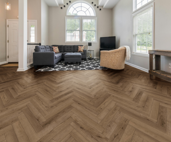 Smoked Oak Herringbone Laminate Flooring 12mm x 101mm